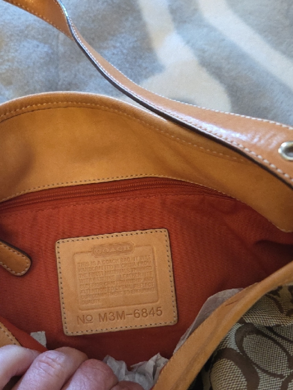 Coach Brown Signature Canvas Shoulder Bag with Tan Trim - Picture 5 of 7
